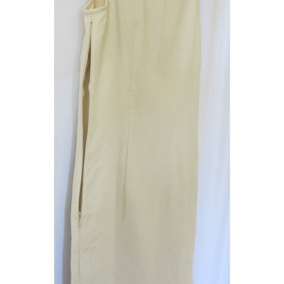 212 COLLECTION Dress Size 10 Sleeveless Embroidered Mid Length Khaki Casual - Picture 6 of 8